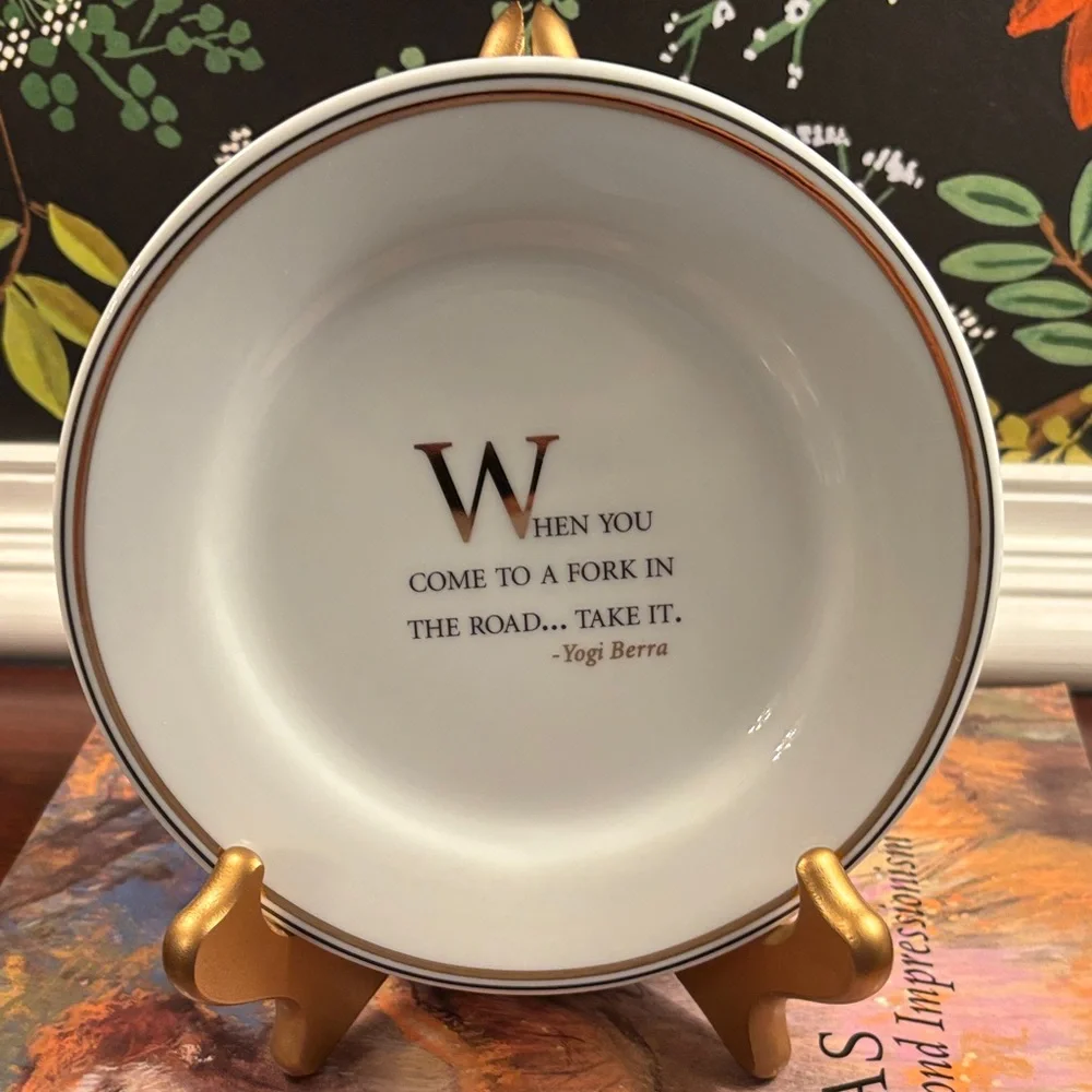 Restoration Hardware White and Gold Quote Accent Dessert Plates - Set of 4